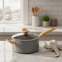 Perol Pastelero IMUSA Natural Stone de 20cm con Tapa de Vidrio