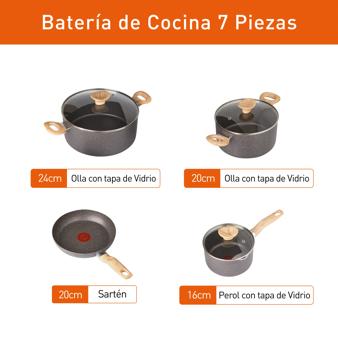 Batería de Cocina IMUSA Natural Stone 7 Piezas Antiadherente