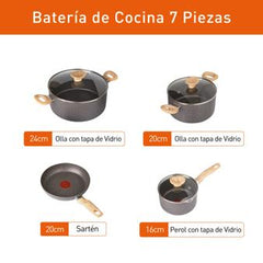 Batería de Cocina IMUSA Natural Stone 7 Piezas Antiadherente