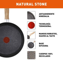 Sartén IMUSA Natural Stone 20cm Antiadherente Tapa de Vidrio