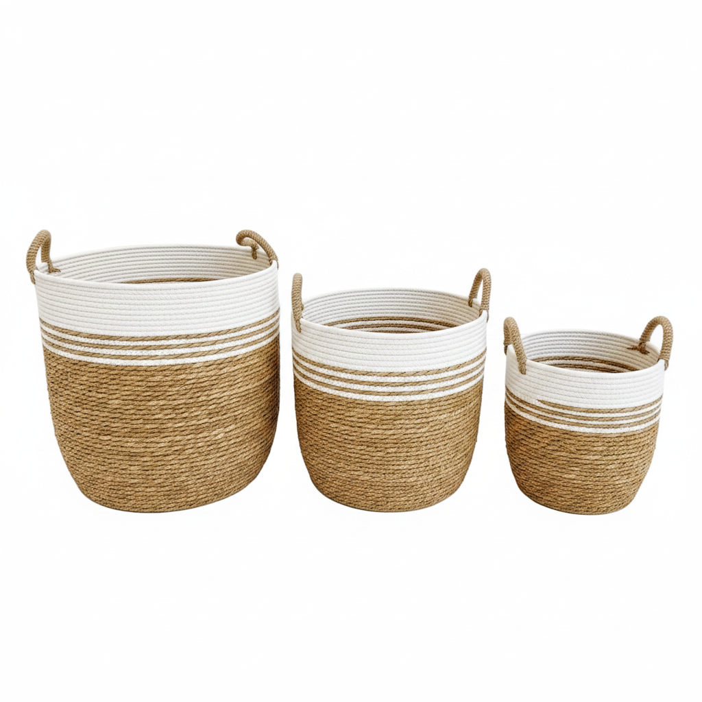 Set x3 Canastos Organizadores en Yute Natural