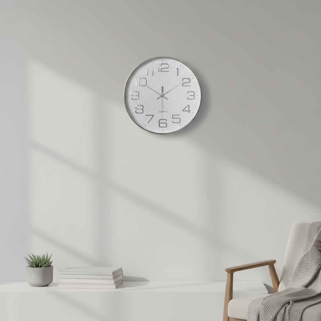 Reloj de Pared Ejecutivo - Acabado Metalizado Silver 30 CM