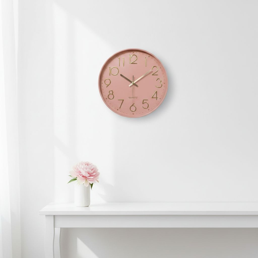 Reloj de Pared Glamour - Rosa Pastel y Dorado 320 CM