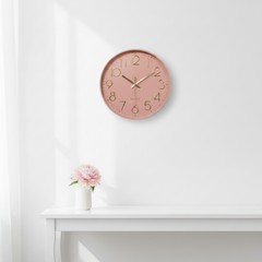 Reloj de Pared Glamour - Rosa Pastel y Dorado 320 CM