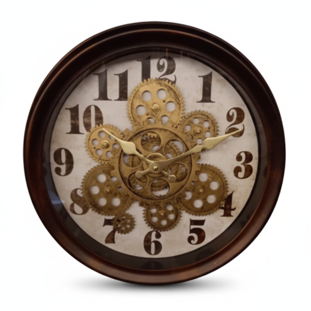 Reloj de Pared Vintage - Diseño Industrial de Engranajes 35 CM