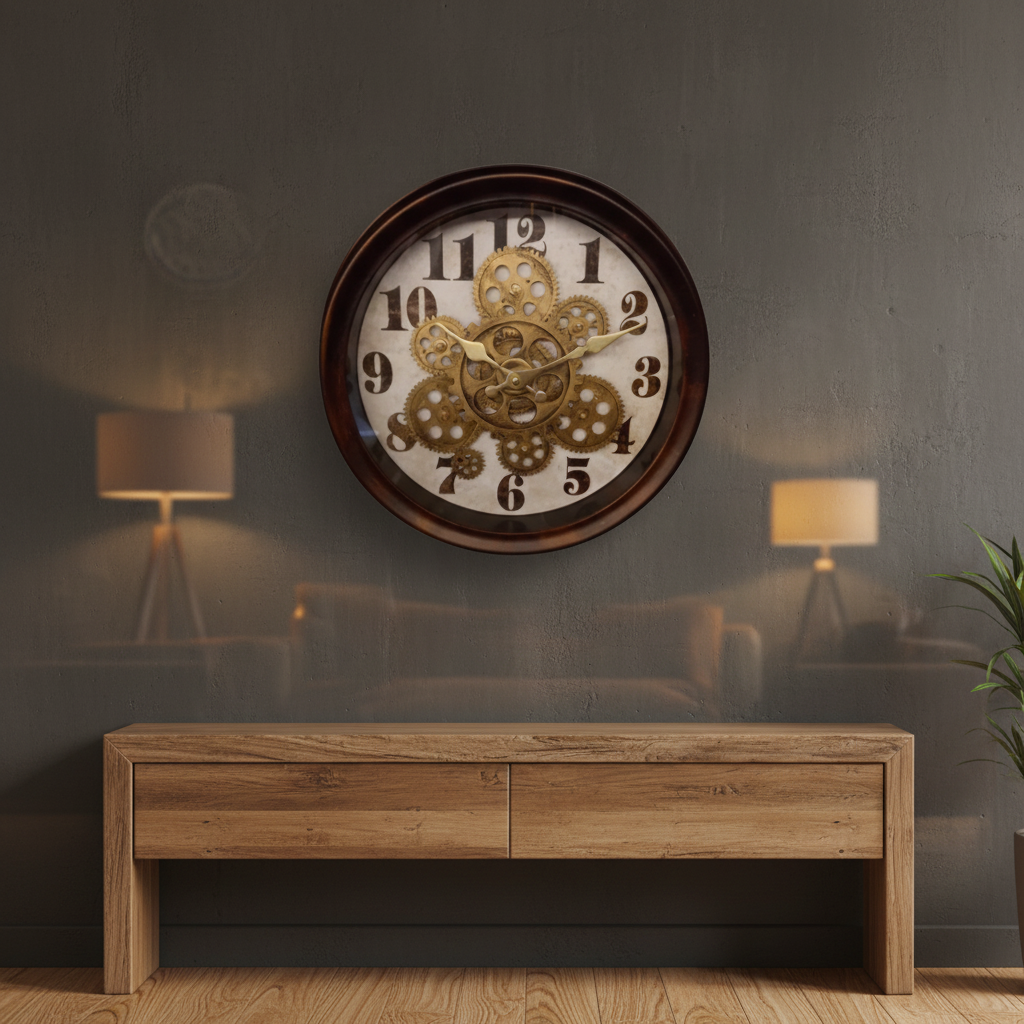 Reloj de Pared Vintage - Diseño Industrial de Engranajes 35 CM