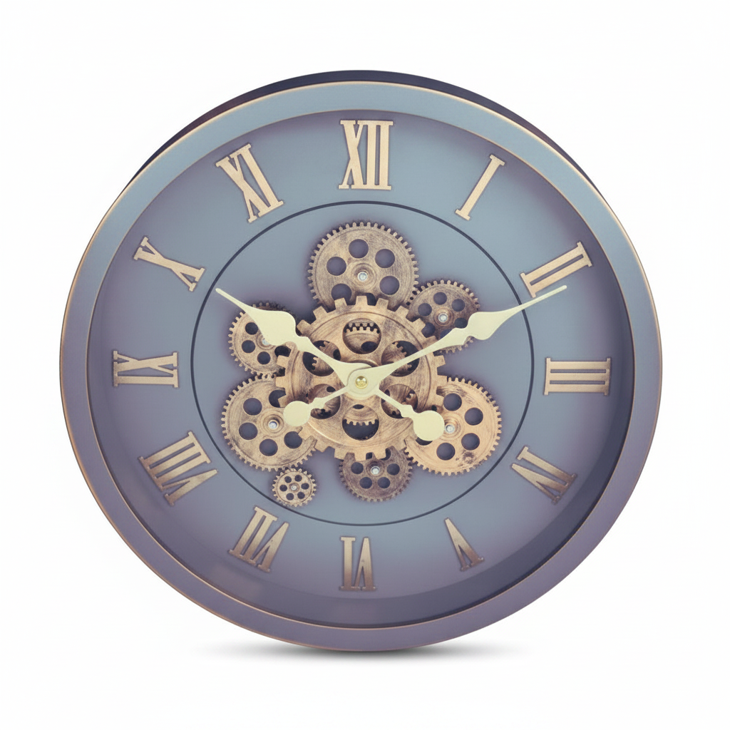 Reloj de Pared Grand Classic - Azul Medianoche y Engranajes Dorados 35 CM