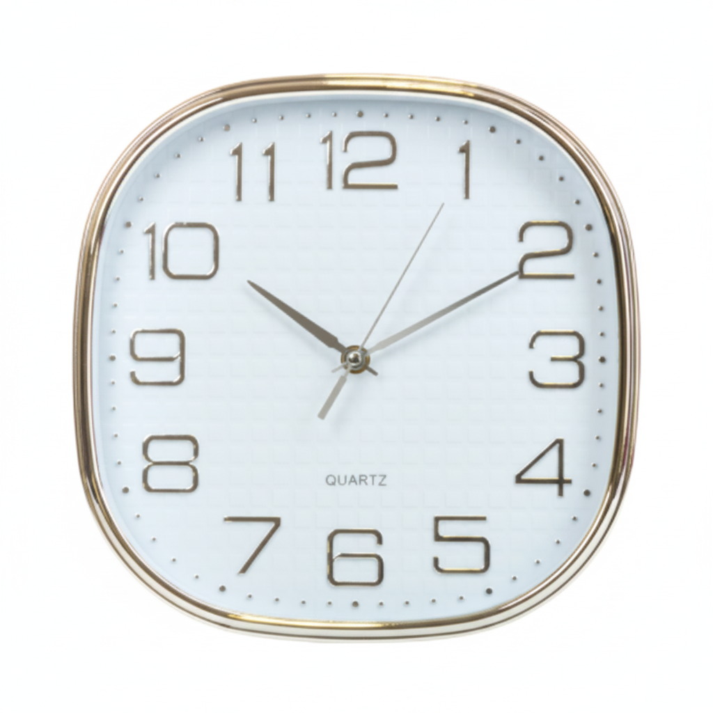 Reloj de Pared Square-Round - Dorado y Blanco Texturizado 30 CM