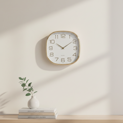 Reloj de Pared Square-Round - Dorado y Blanco Texturizado 30 CM