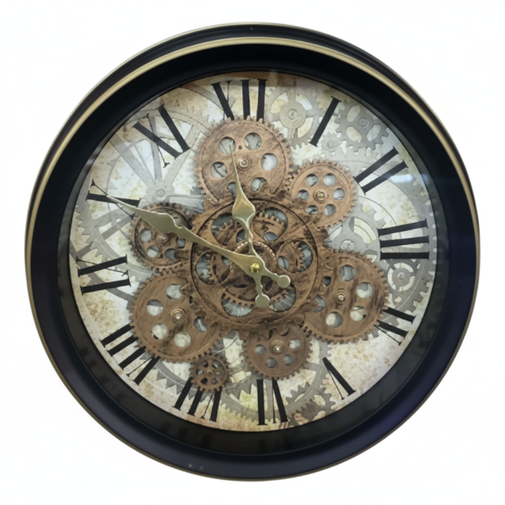Reloj de Pared Industrial Antique - Engranajes y Números Romanos 31 CM
