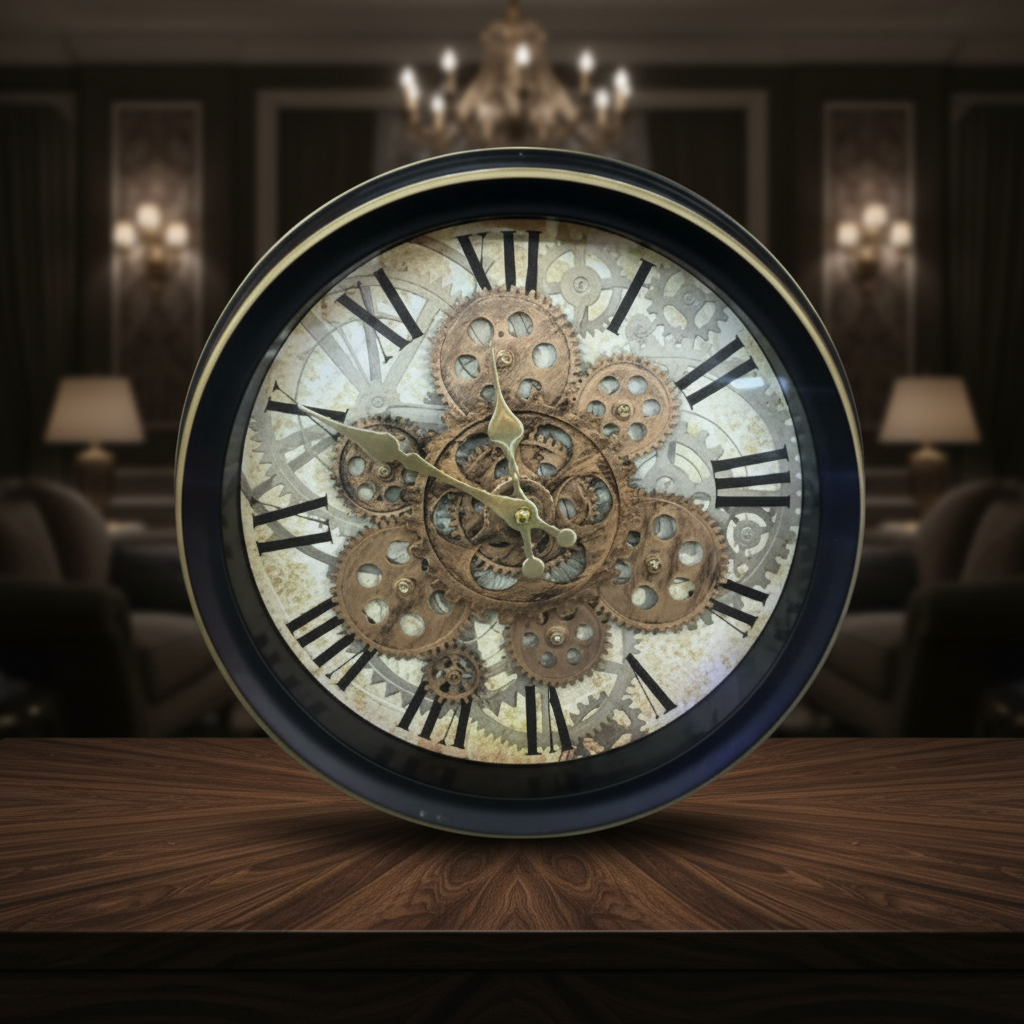 Reloj de Pared Industrial Antique - Engranajes y Números Romanos 31 CM