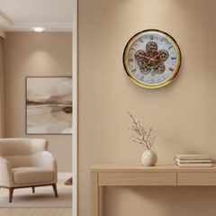 Reloj de Pared Prestige - Engranajes en Oro y Plata 33 CM