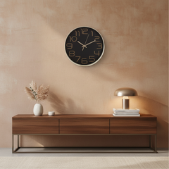 Reloj de Pared Minimalista Luxury - Negro y Dorado 30 CM