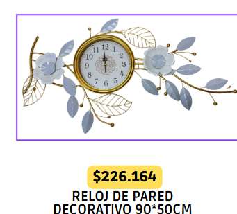 Reloj de Pared de Lujo Horizontal - Composición Floral y Hojas de Oro