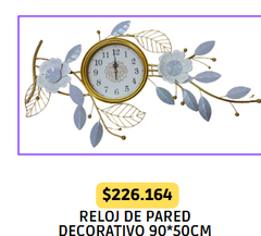 Reloj de Pared de Lujo Horizontal - Composición Floral y Hojas de Oro