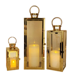 Set Lampara Velas Doradas