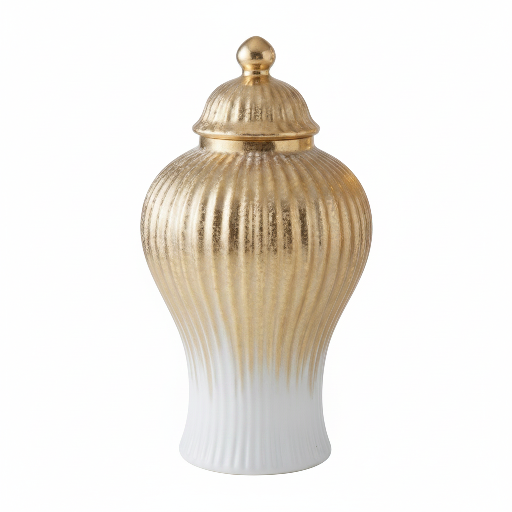 Jarron con Tapa de Diseño Acanalado 43x20