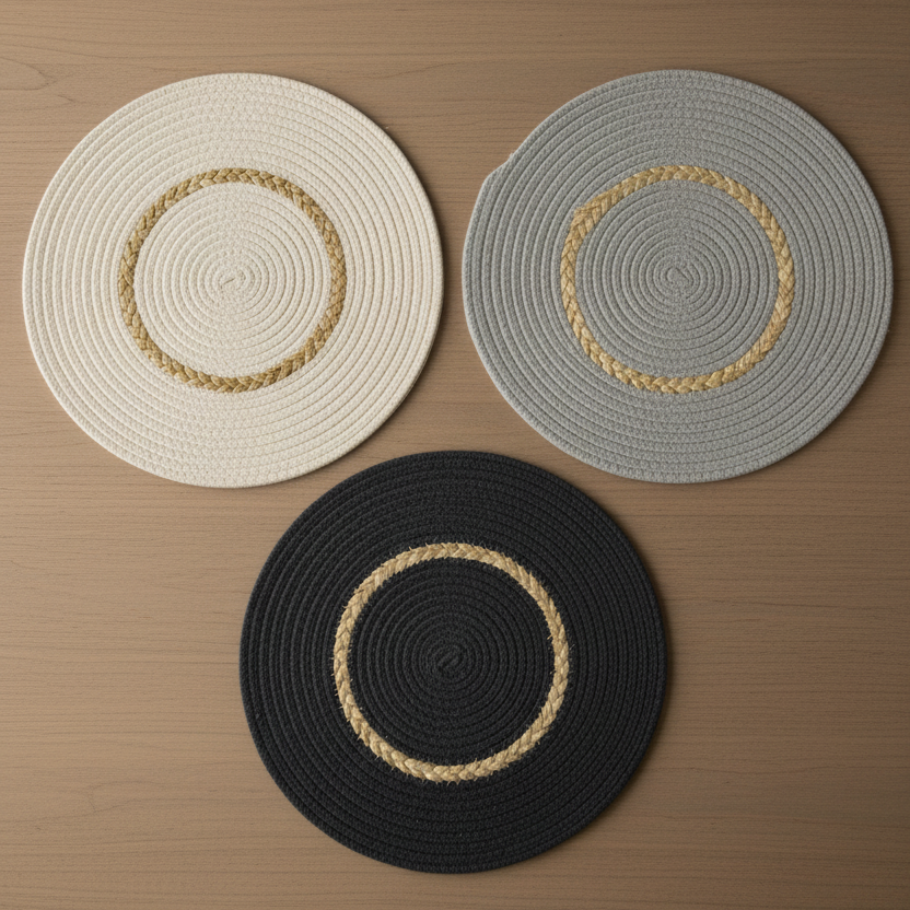 Mantel Individual Con Detalles En Fibra Natural