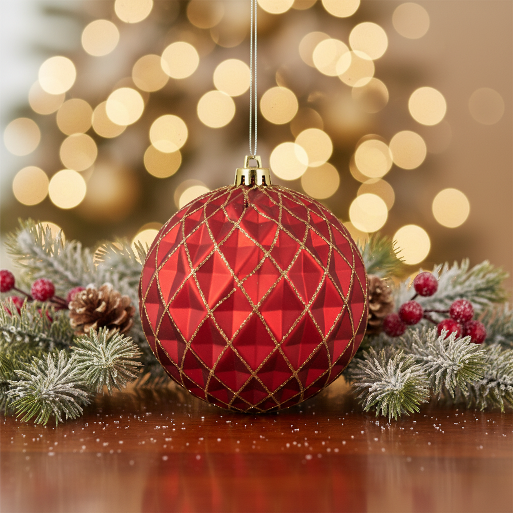 Bola de Navidad Rojo y Dorado 15cm