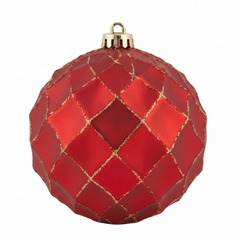 Bola de Navidad roja con diseño de lineas 15cm