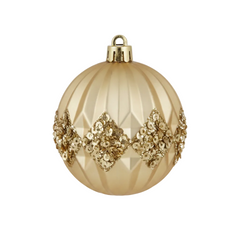 Bola navideña decorativa con aplique de lentejuelas doradas 15cn