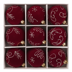 Bolas de navidad de color rojo con diseños X9