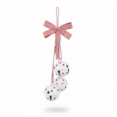 Colgante Navideño de Cascabeles Blancos con Lunares Rojos