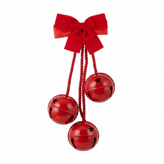 Colgante Navideño de Cascabeles Rojos Brillantes con Lazo