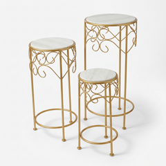 Set x 3 Pedestales Decorativos Metálicos dorados