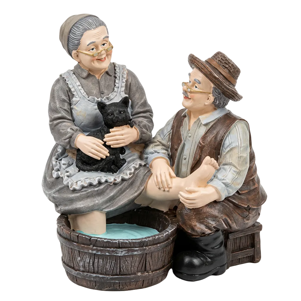 Figura Decorativa de Abuelitos Sentados 16cm