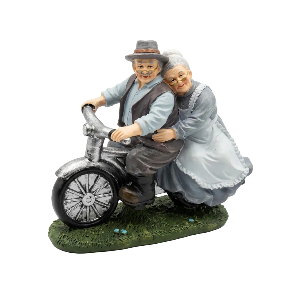 Figura Decorativa de Abuelitos Sobre Ruedas 20cm