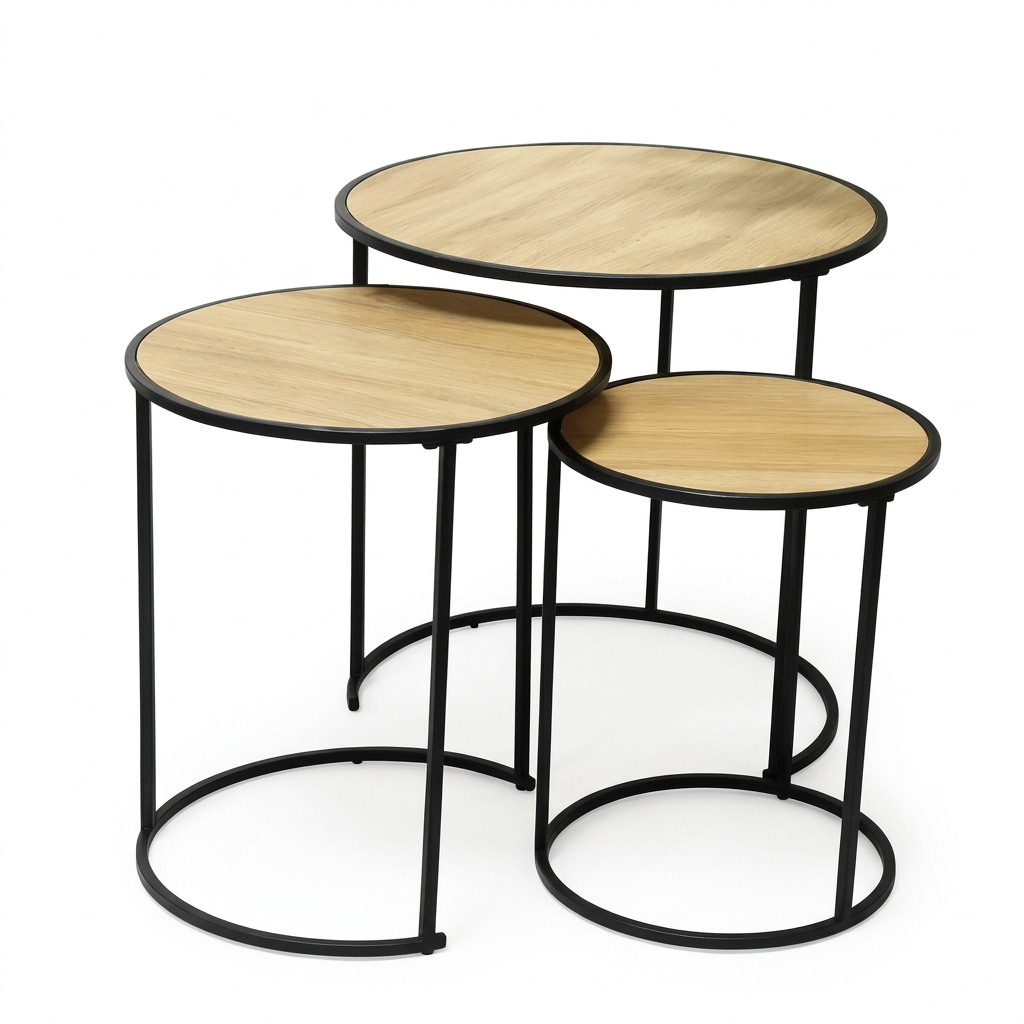 Mesas Auxiliares Beige y Negro