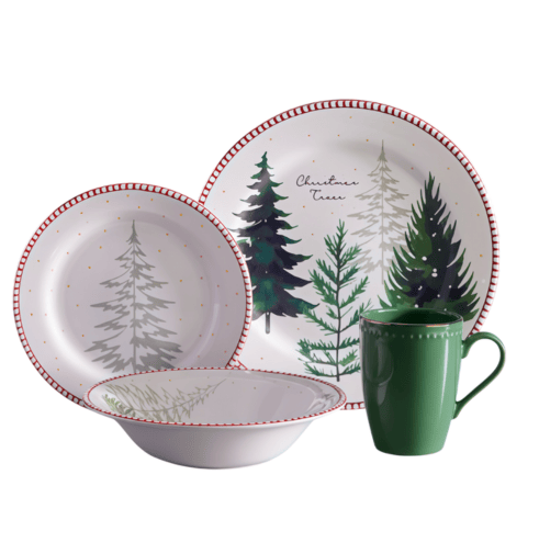 Vajilla Christmas Trees 4Pt 16Pz