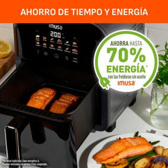 Freidora de Aire IMUSA Easy Fry Turbo 6L, Tecnología Infra Heat, Negra