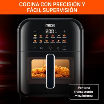 Freidora de Aire IMUSA Easy Fry Turbo 6L, Tecnología Infra Heat, Negra