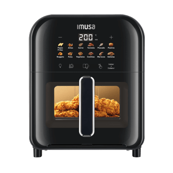 Freidora de Aire IMUSA Easy Fry Turbo 6L, Tecnología Infra Heat, Negra