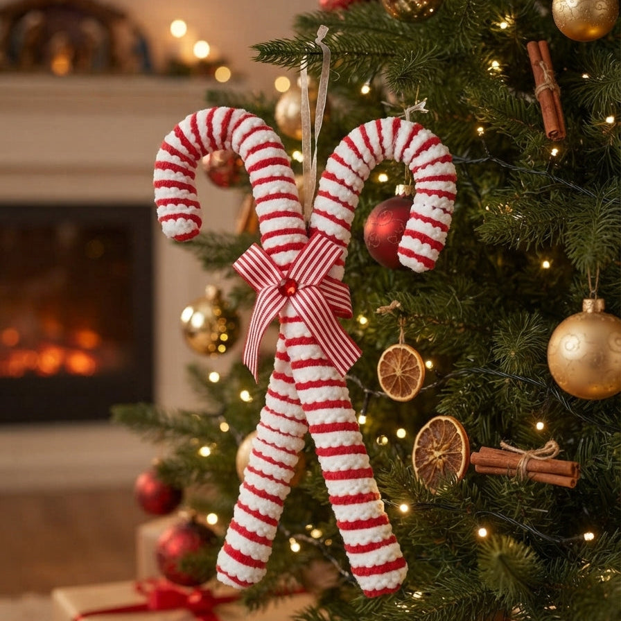 Adorno de Bastones de Caramelo Navideños Cruzados