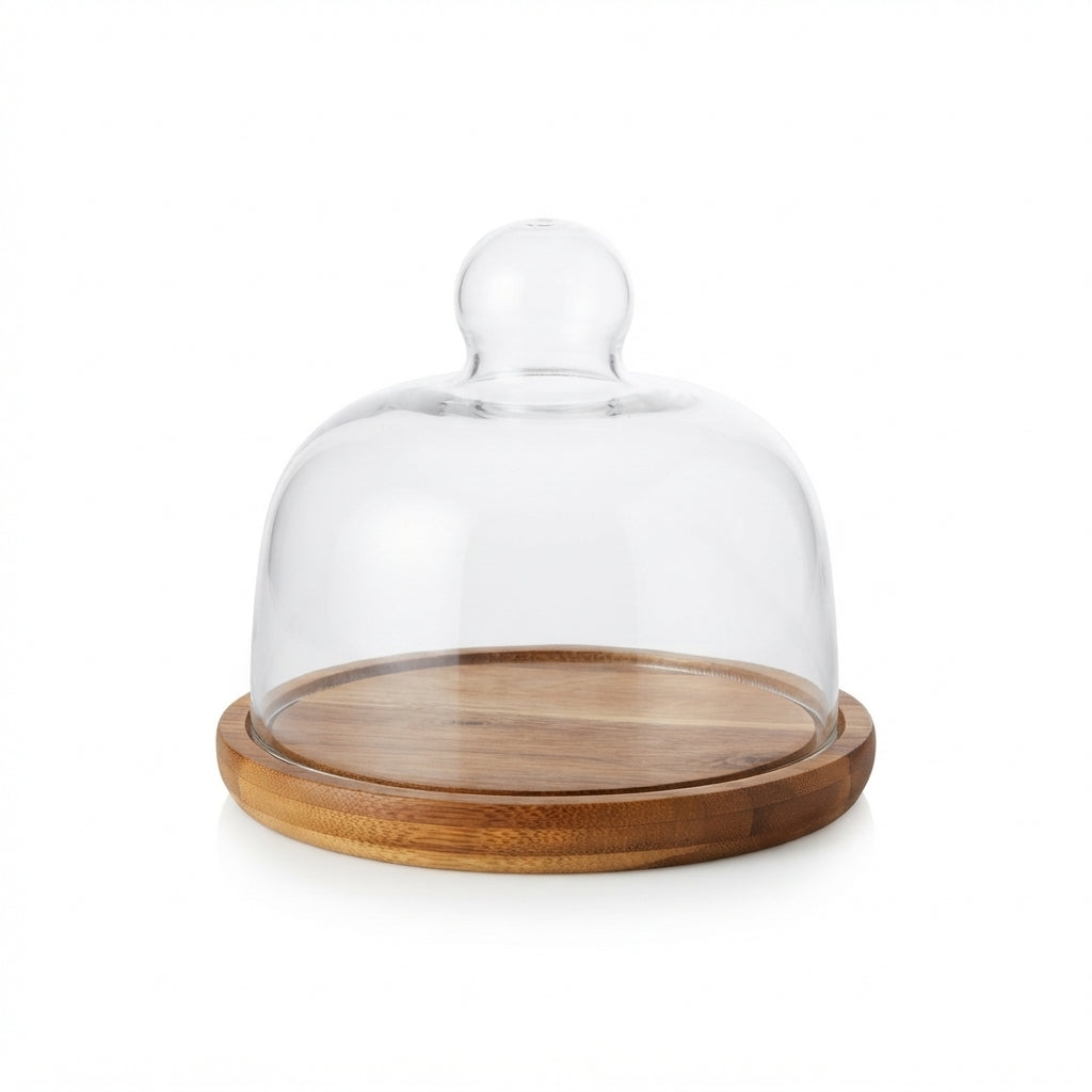Mini Postrera de Vidrio con Base de Madera