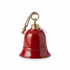 Campana Navideña Colgante 36cm Rojo y Dorado con Cuerda rústica
