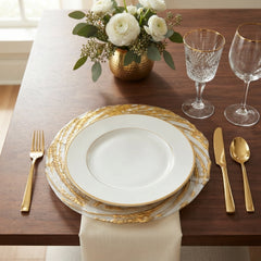 Plato Base de Cristal con detalles Dorado (32 cm)