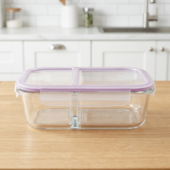 Recipiente de Vidrio Hermético "Doble Gourmet" (2 Compartimentos) 1040ml