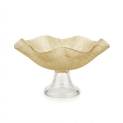 Frutero / Centro de Mesa de Vidrio Texturizado Dorado (30 cm)