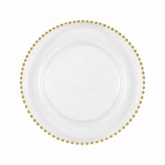 Plato Base de Cristal con Borde Tallado Dorado (32 cm)