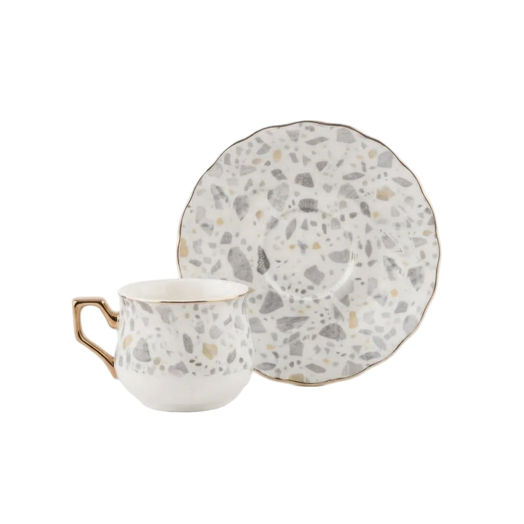 Set de 6 Pocillos de Tinto con Platos Terrazzo