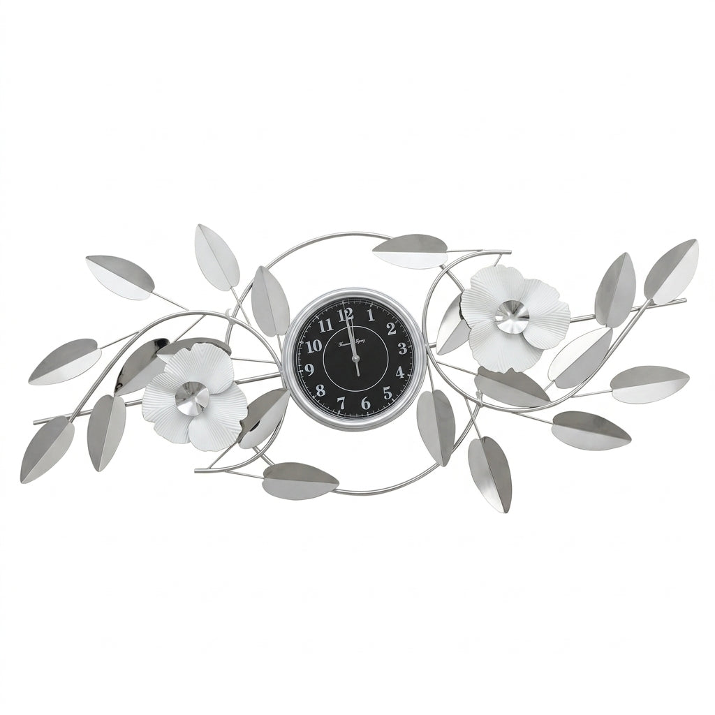 Reloj de Pared Decorativo Silver Bloom (122 x 55 cm)