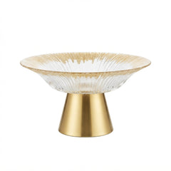 Frutero / Centerpiece de Vidrio con Base Metálica Dorada (25 cm)