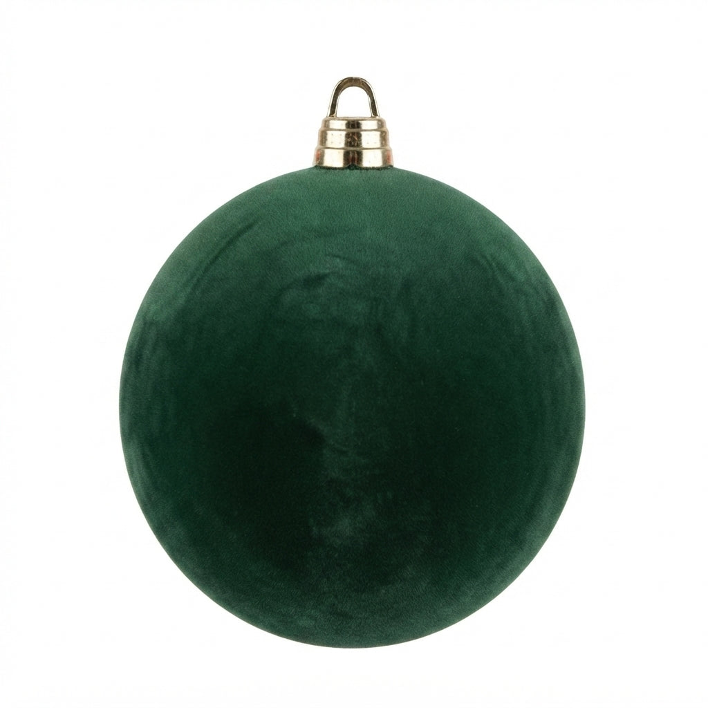 Bola de Navidad en Pana Verde Oscuro 15CM – Decoración Navideña Elegante