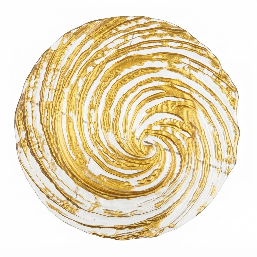 Plato Base de Cristal con detalles Dorado (32 cm)