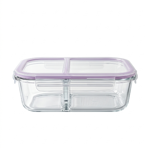 Recipiente de Vidrio Hermético "Doble Gourmet" (2 Compartimentos) 1040ml