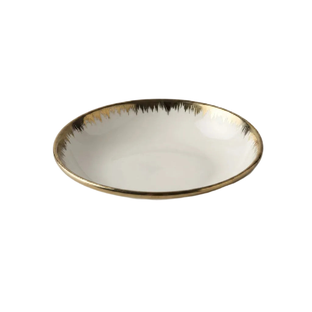 Plato Semi-hondode Blanco Con Borde Dorado 18cm